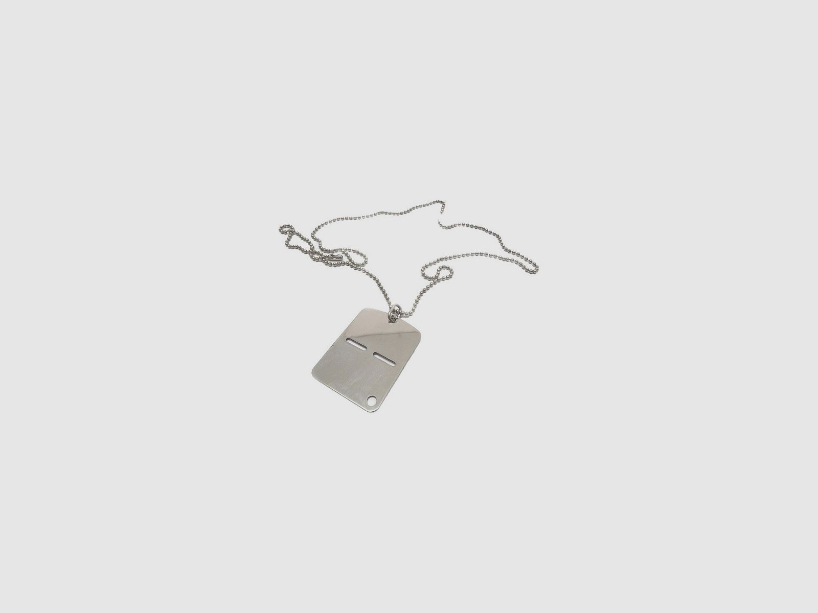 Graue italienische Metallplakette mit Kugelkette