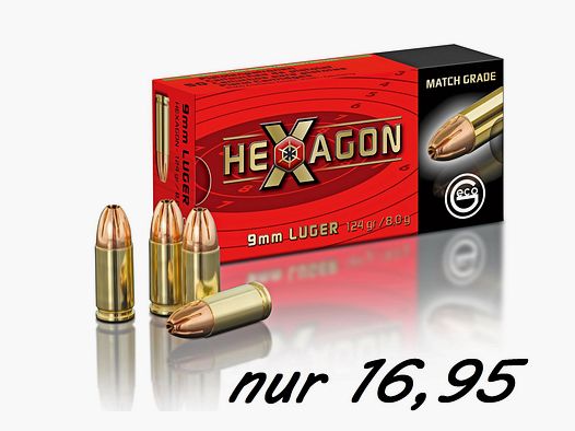 GECO HEXAGON 9mm Luger 9 mm 124grs  °°°°°°°°°°°°°°°°°°