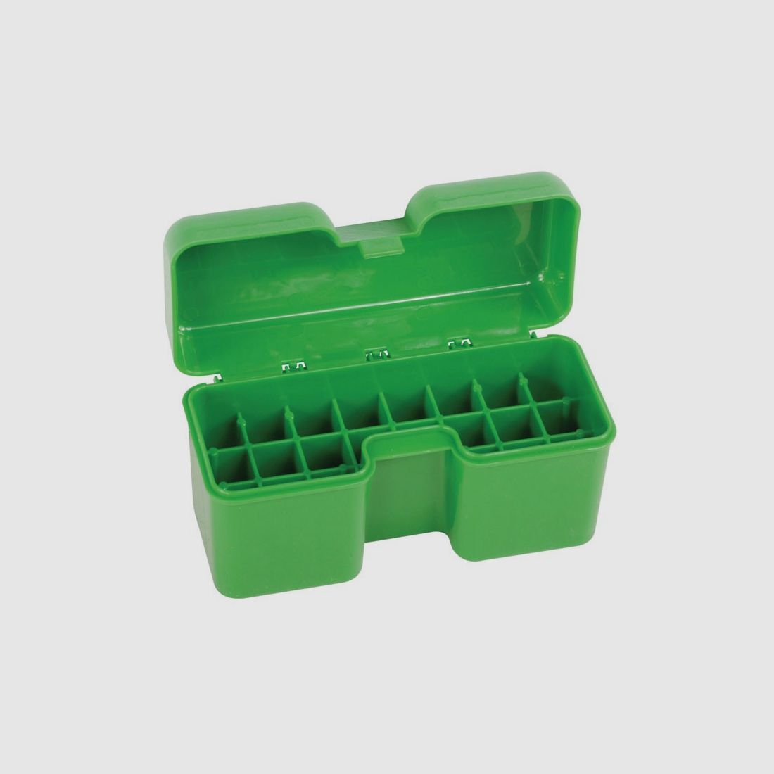 MTM scatola per cartucce RF22-SM-10 verde con coperchio a ribalta per 22 cartucce .270 e altre.