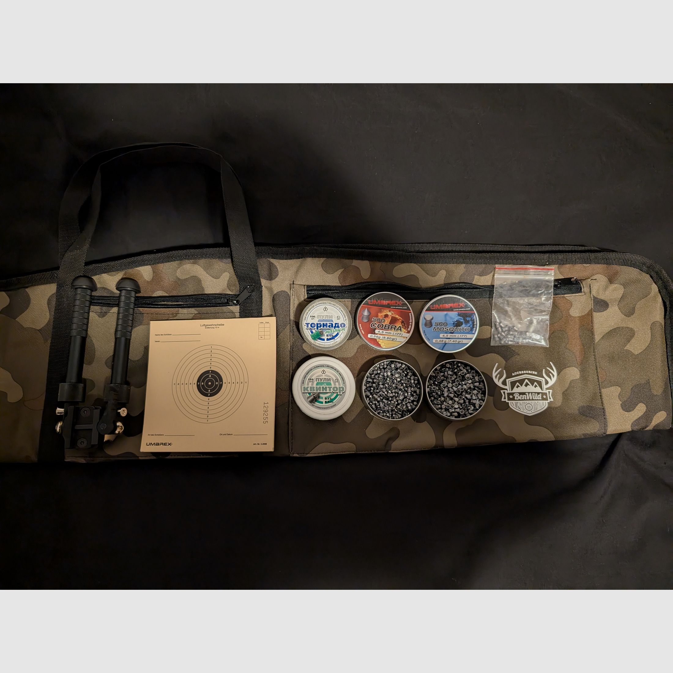 Luftgewehr Set - Tasche, Munition, Zweibein...
