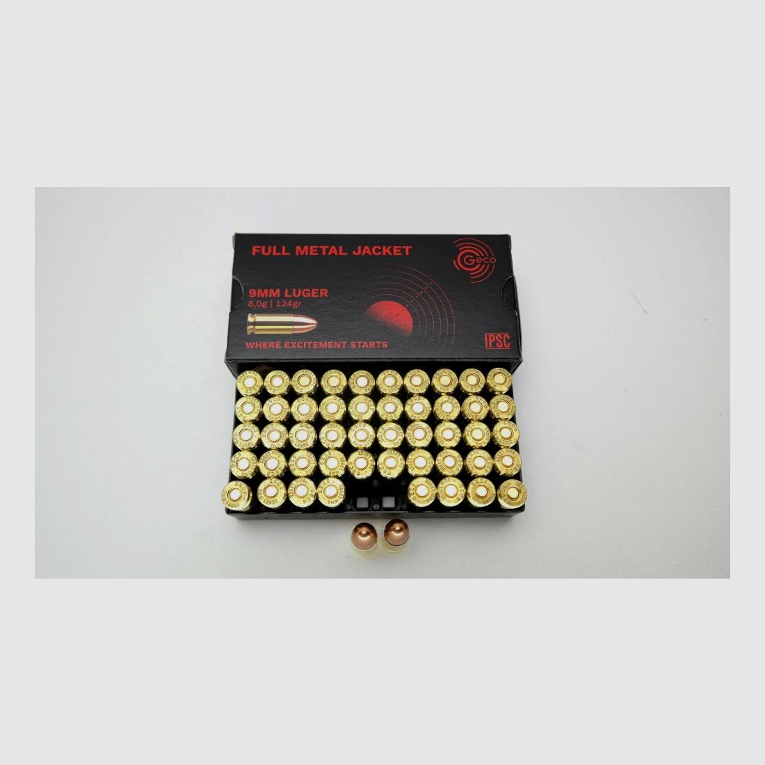 Geco 124gr. Vollmantelrundkopf VM Tombak 8,0 gramm SOFORT VERFÜGBAR - 9mm Para 9mm Luger