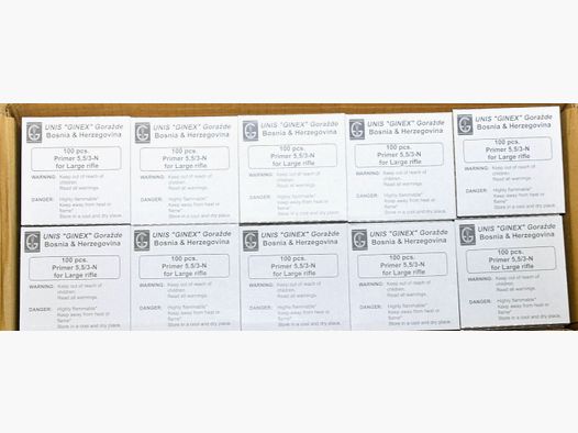 Ginex Large Rifle Zündhütchen – 1000 Stück Pack