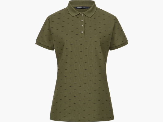 Ladies Allover Polo Shirt Dark Olive/Black Dark Olive/Black 38