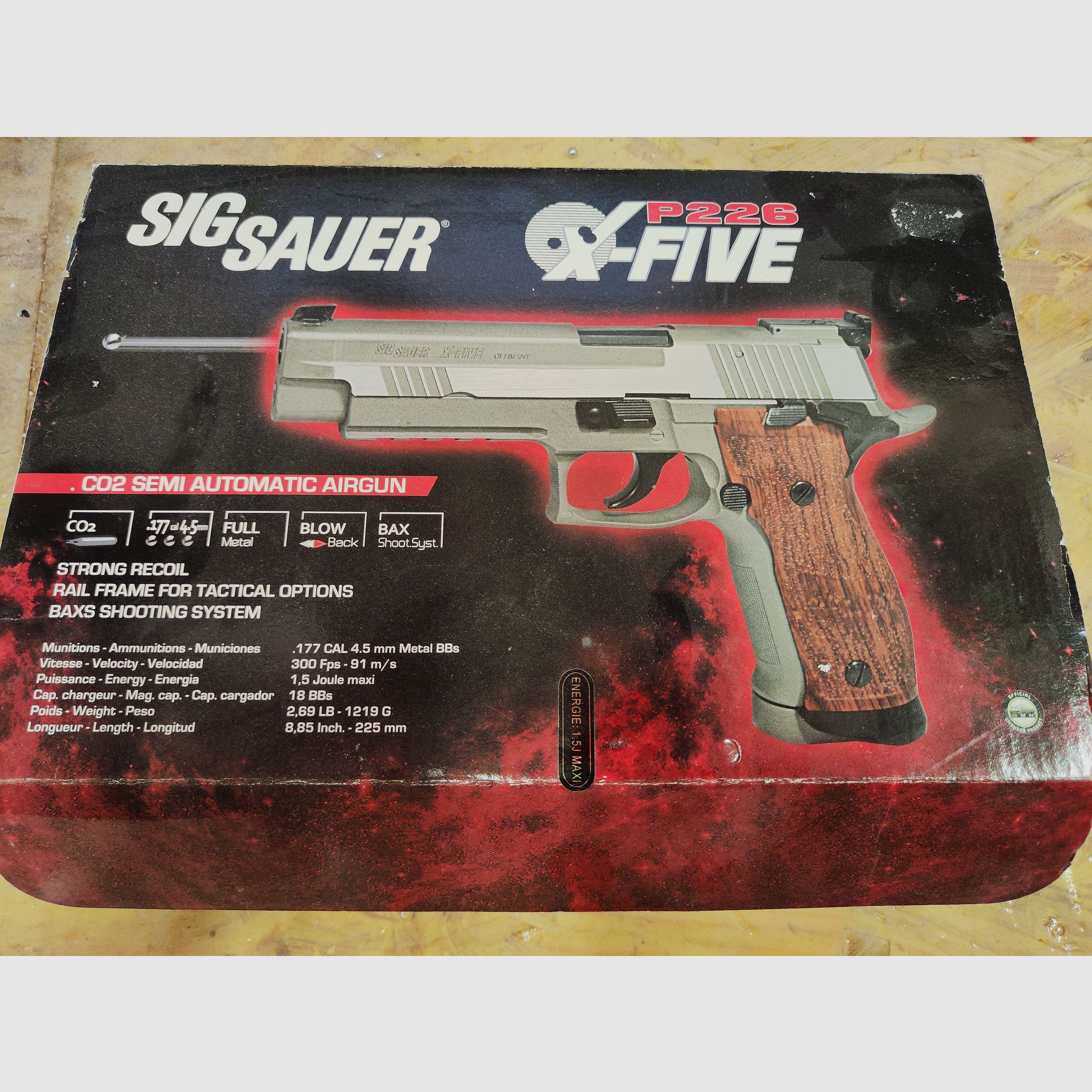 Sig Sauer P226 X-Five acciaio 4,5mm BB CO2 legno vero