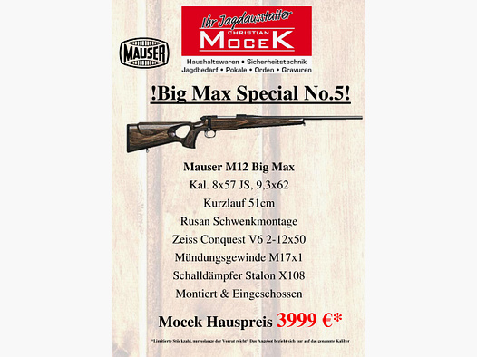 Mauser M12 Big Max, con Zeiss Conquest V6 2-12x50