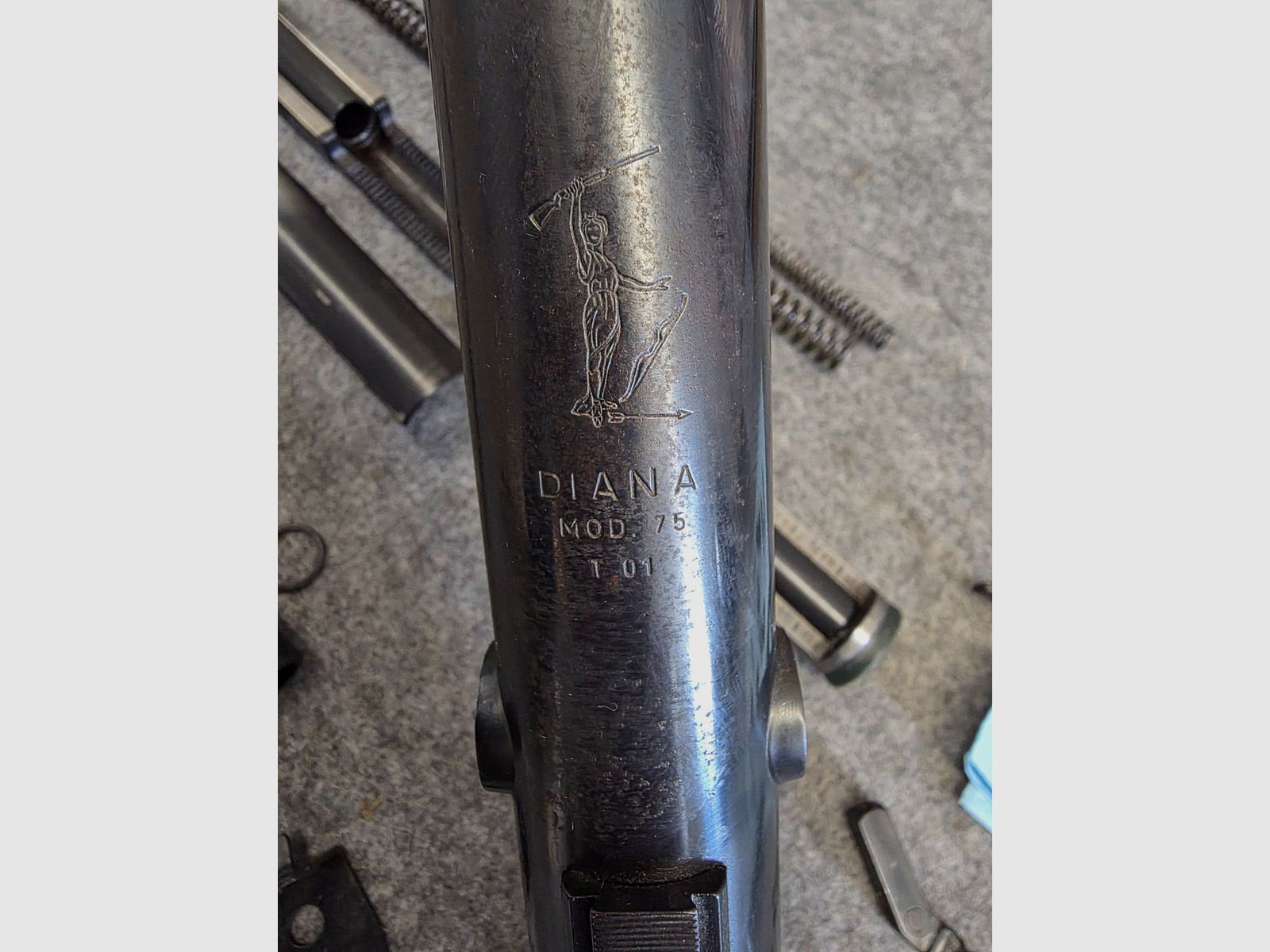 Konvolut Ersatzteile Luftgewehr Seitenspanner Diana Mod. 75 U T01 