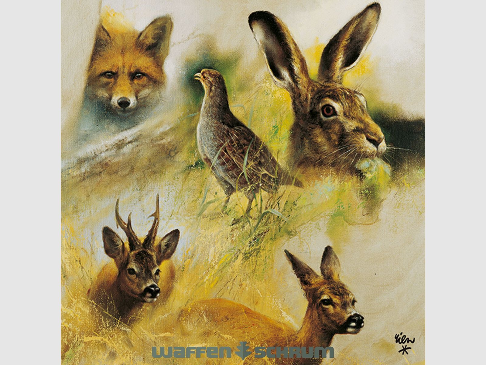 AKAH Serviette Tierskizzen Niederwild