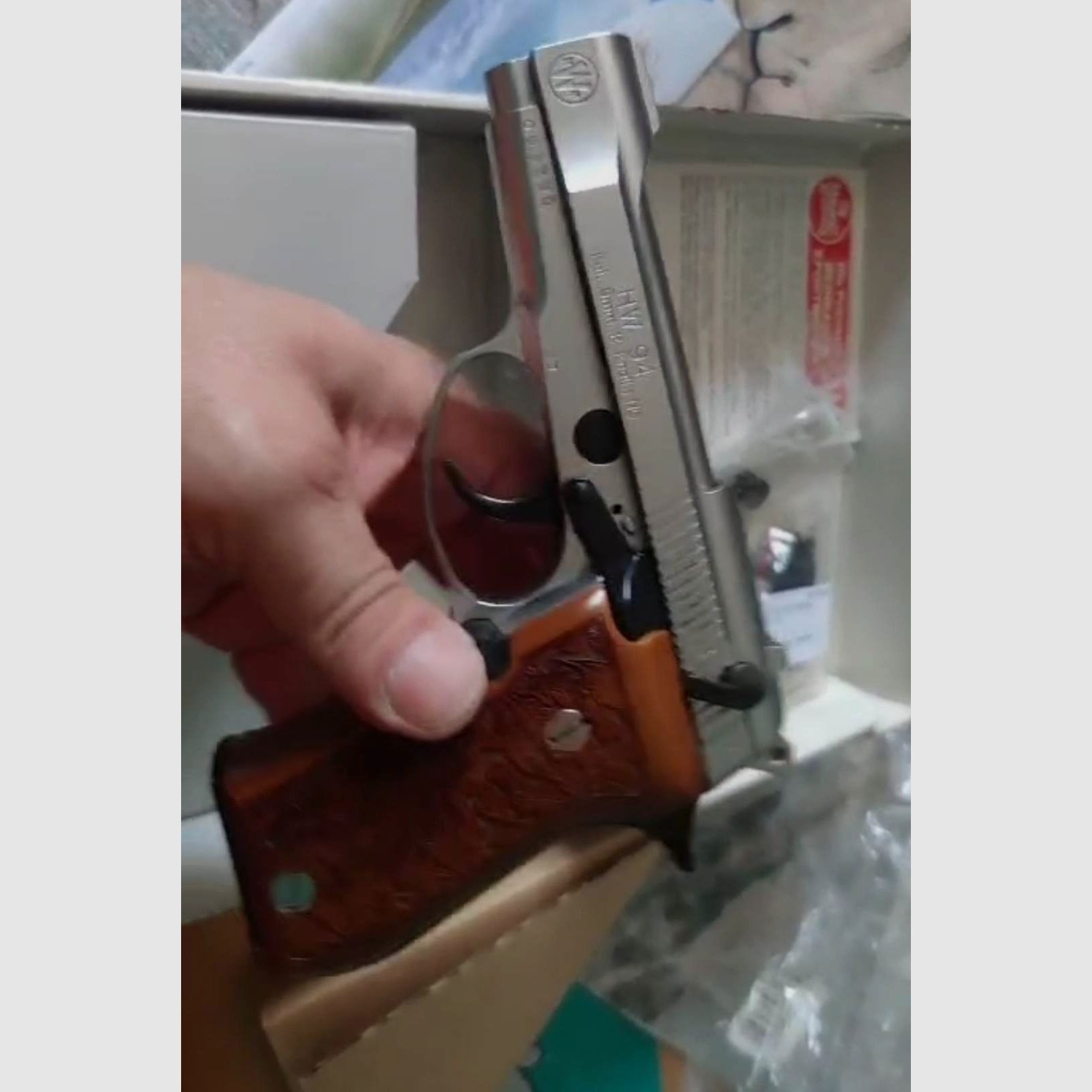 Weihrauch HW 94 Nickel 9 mm RK PTB 855 impugnature in legno
