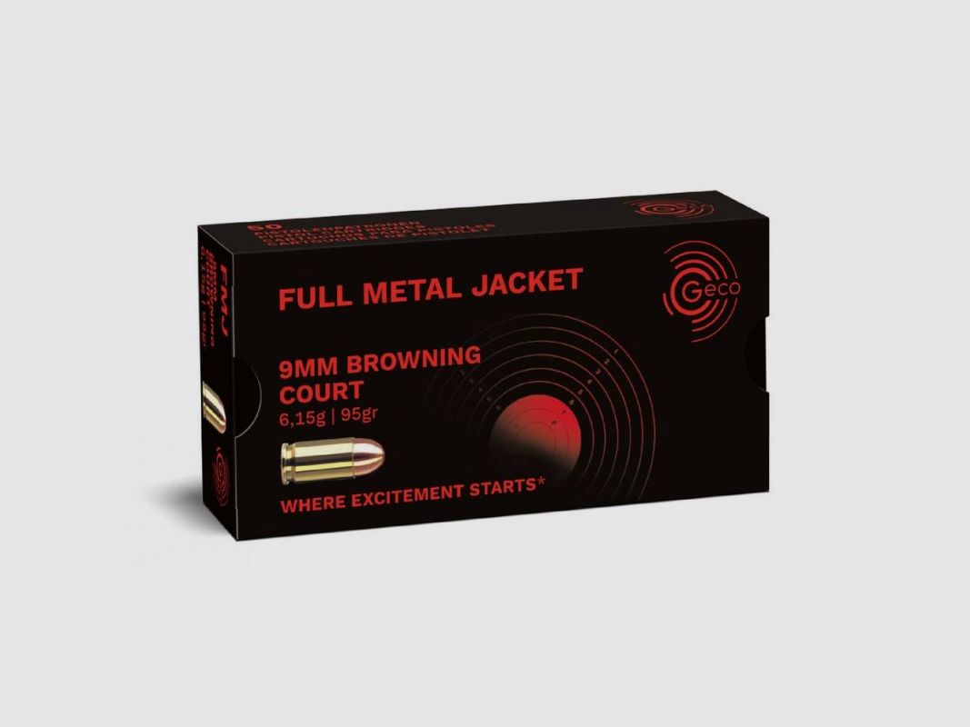 GECO 9MM BROWNING KURZ / 380 AUTO 95 GRS / 6,1 G FMJ 50 STK, Bild 1 von 2