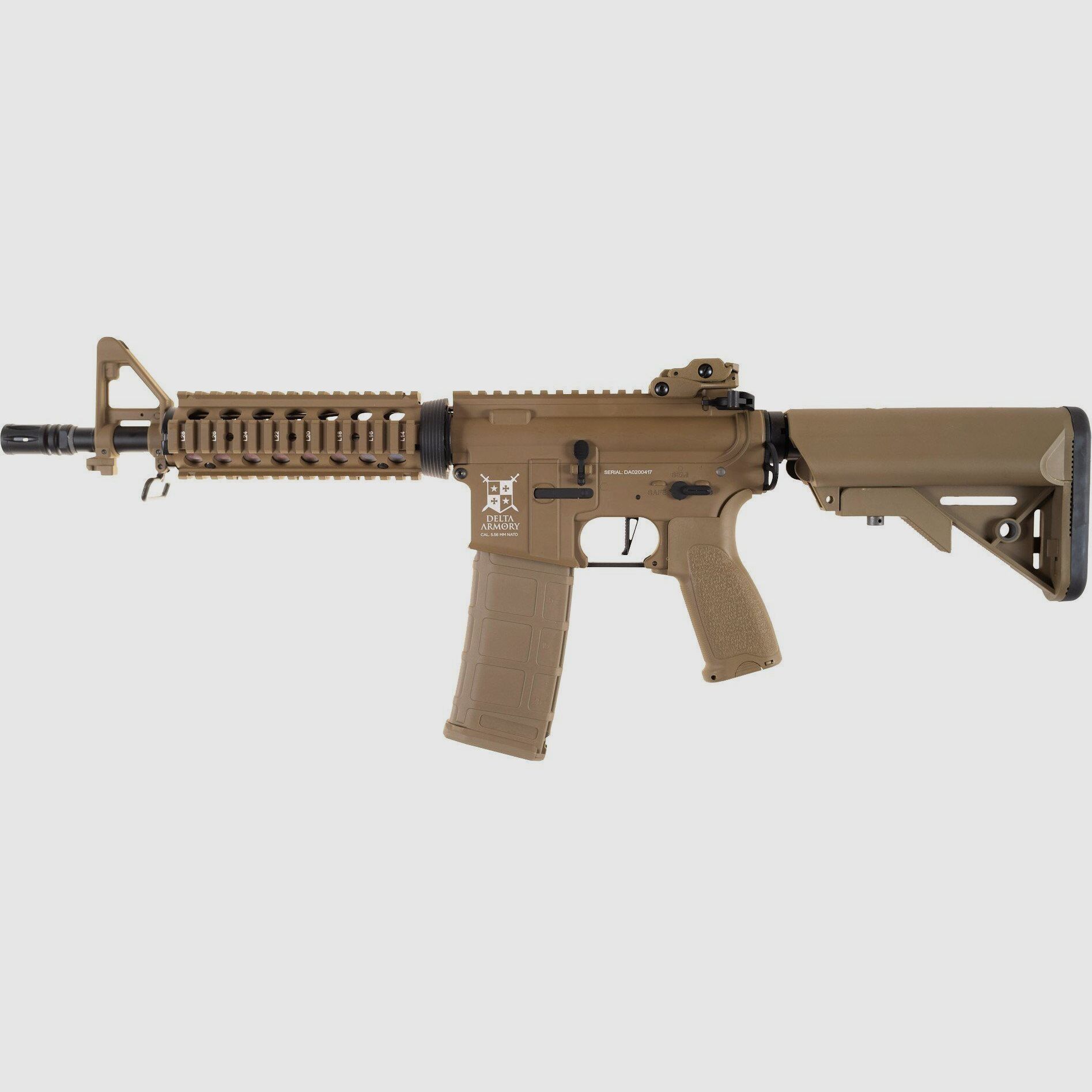 AR15 CQB-R ALPHA Vollmetall Delta Armory Tan S-AEG Airsoft Gewehr Frei ab 18 Jahren