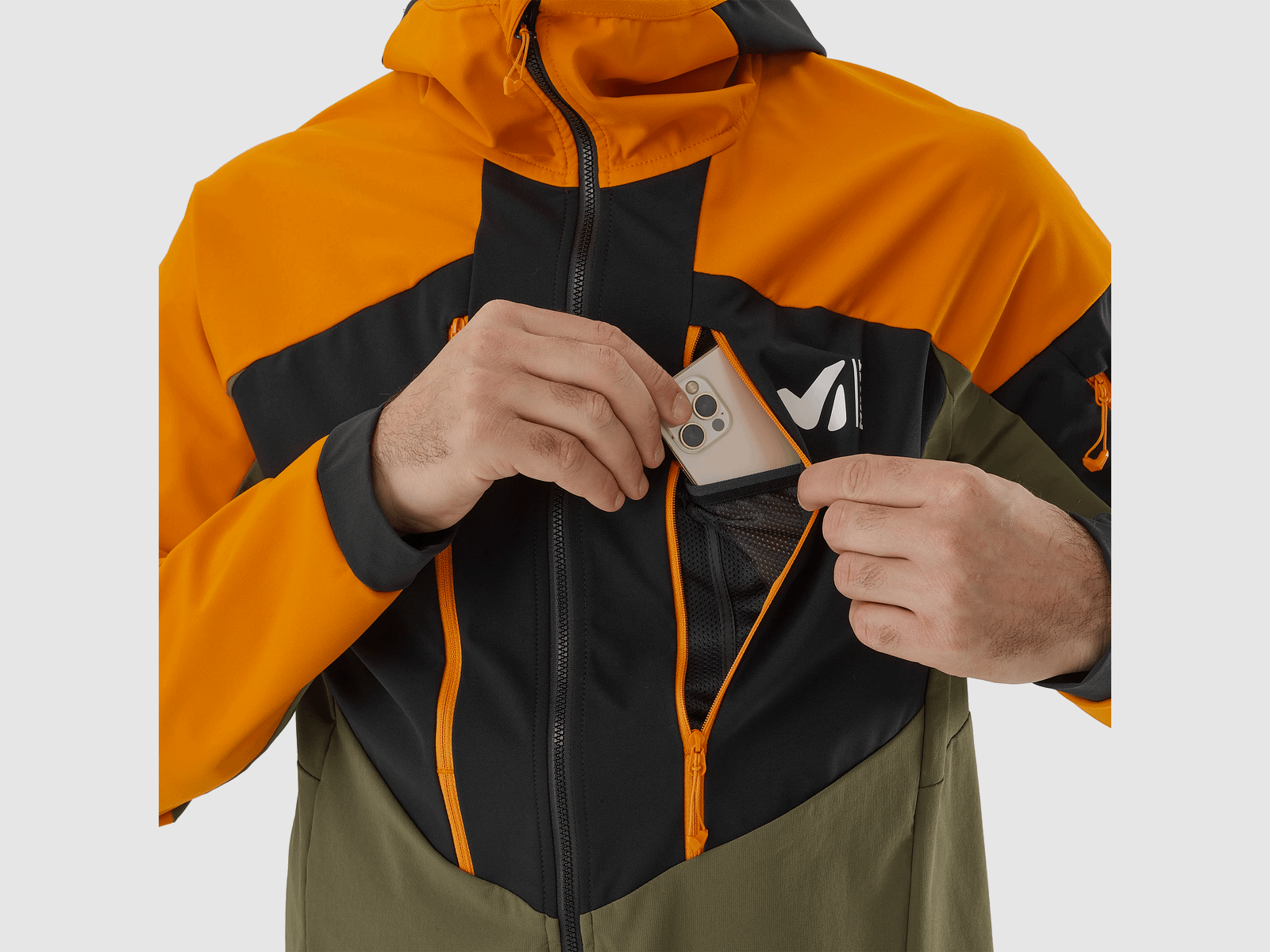 GIACCA/SOFTSHELL – MILLET – M WHITE SHIELD Black/Safran, immagine 6 di 10