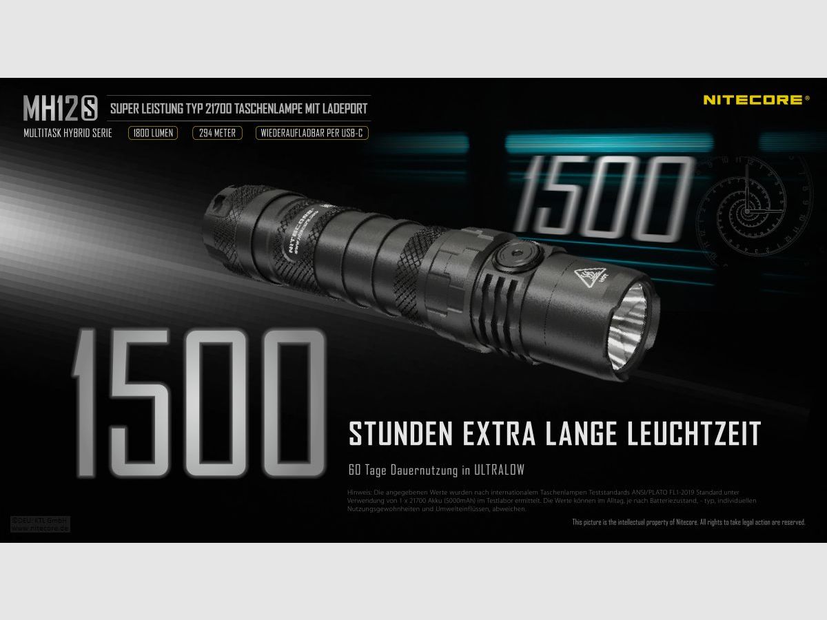 Nitecore MH12S Taschenlampe 1800 Lumen