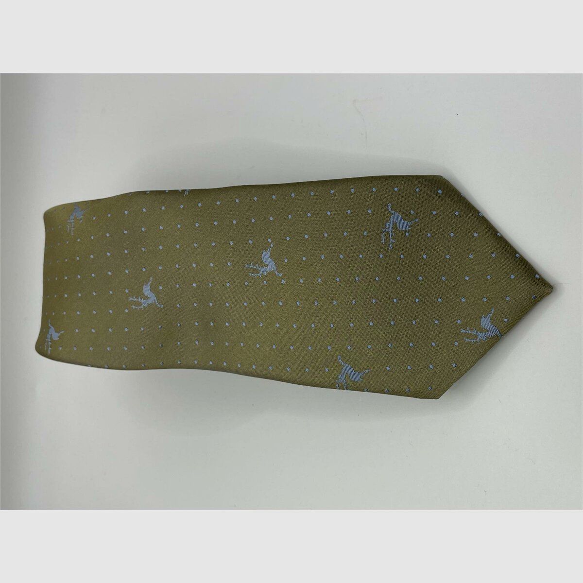 Tie olive motif Blue Deer with blue dots