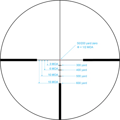 Zielfernrohr HI-LUX LER (lange Augenabstand) 2-7×32 MK2 BDC rotes Absehen, Bild 3 von 3