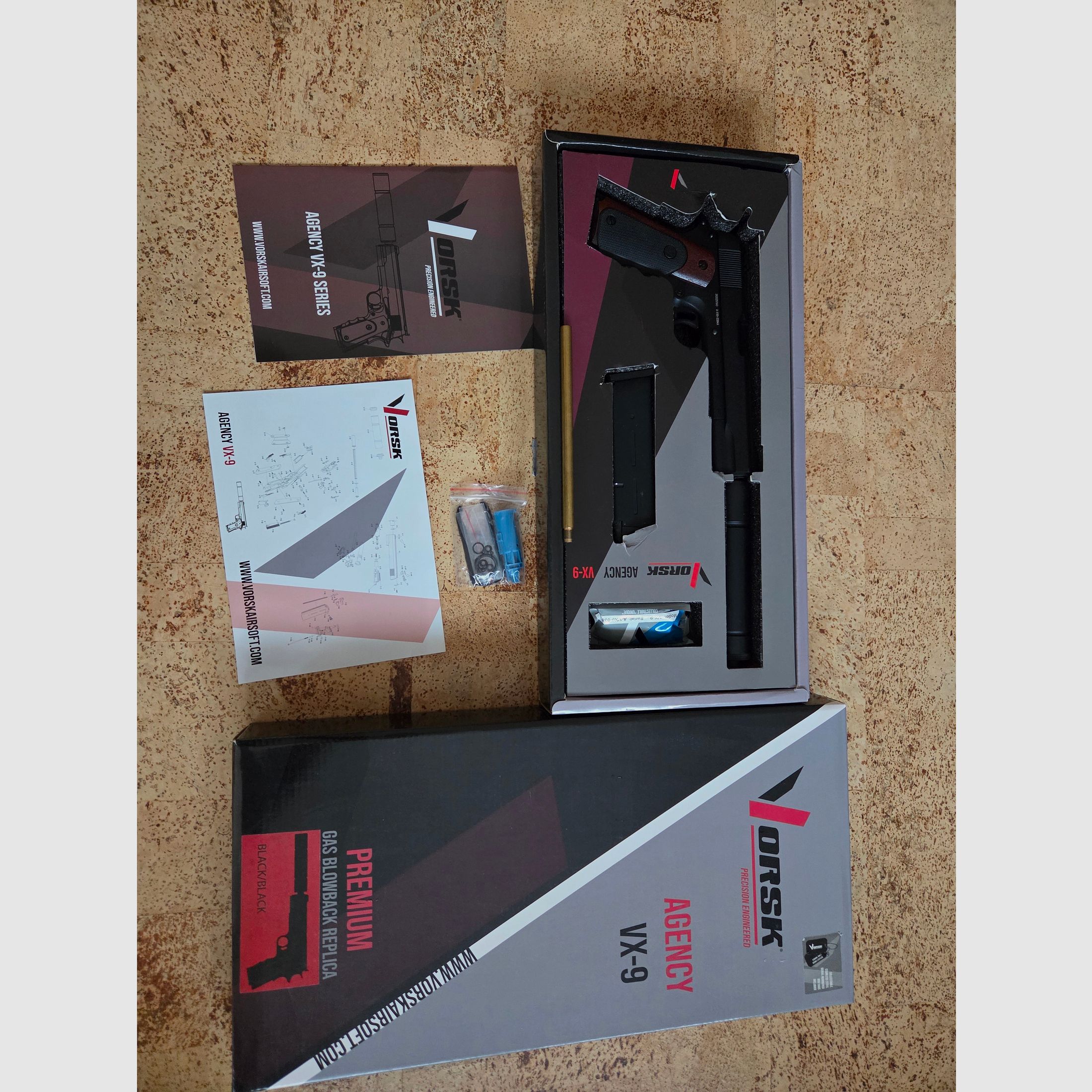 VORSK M1911 VX-9 Silenced Full GBB 6mm BB black