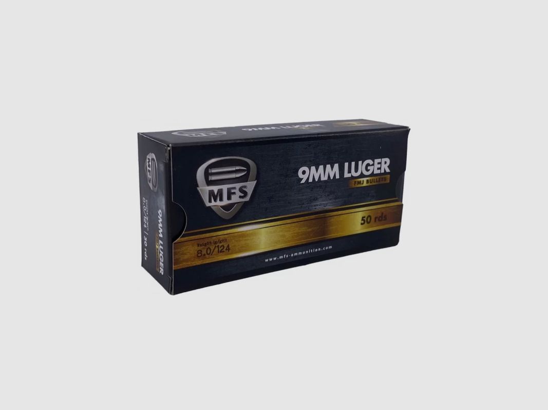 50 Patronen MFS Kal. 9X19 124gr FMJ