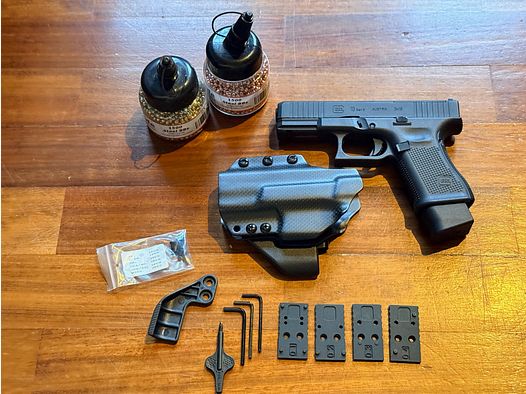 Glock 19 Gen 5 MOS CO2 Airsoft 4mm BBs de acero + funda
