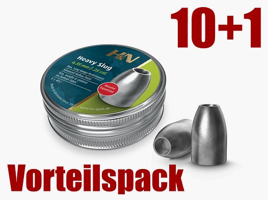 Vorteilspack 10+1 Hohlspitz Diabolos H&N Heavy Slug Kaliber 6,36 mm 2,98 g glatt 11 x 100 StĂĽck