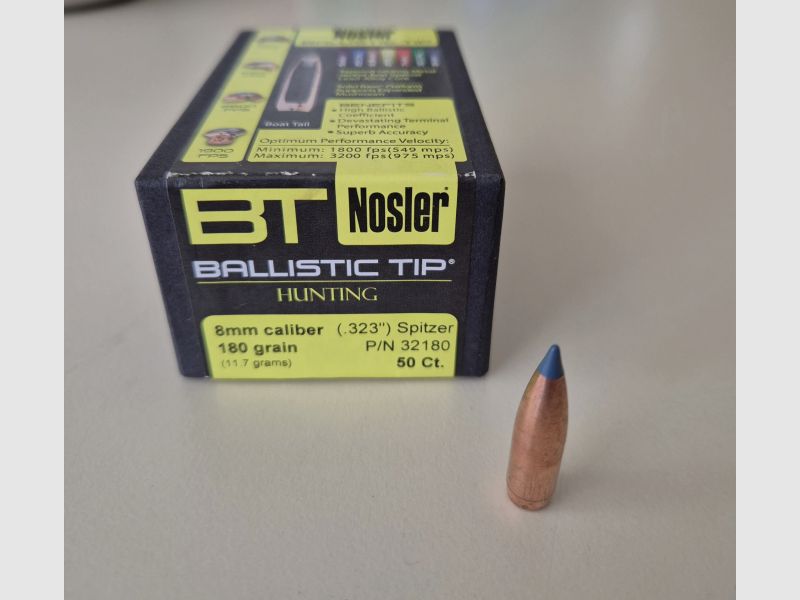 Nosler Ballistic Tip Hunting Geschosse .323, 180 Grain, 67 Stück