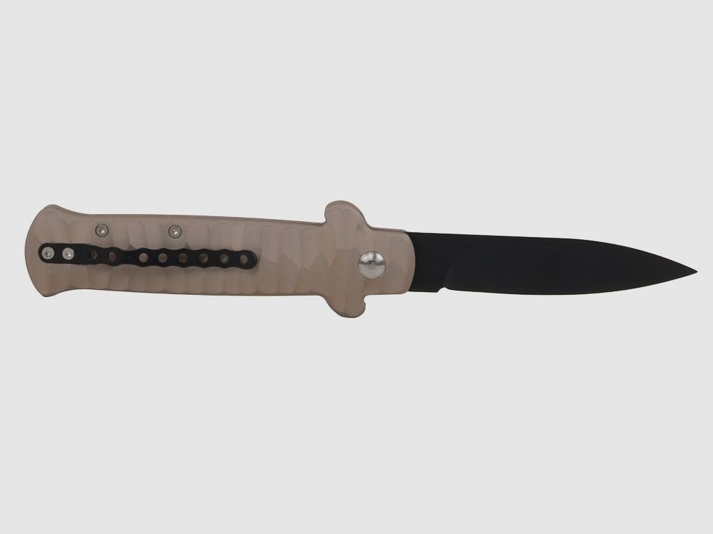 Springmesser Beltrame Stahl 440A KlingenlĂ¤nge 8,5 cm Klinge schwarze Klinge sandfarbige (P18)