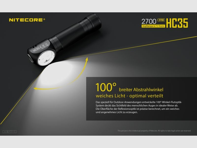 Nitecore HC35 Stirnlampe inklusive NL2140HP