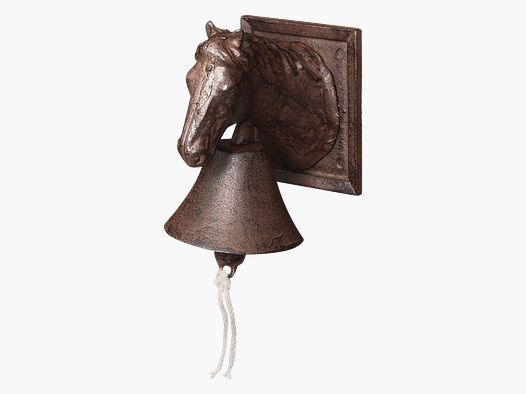 Decorazione Lovergreen motivo campana con testa di cavallo in ghisa