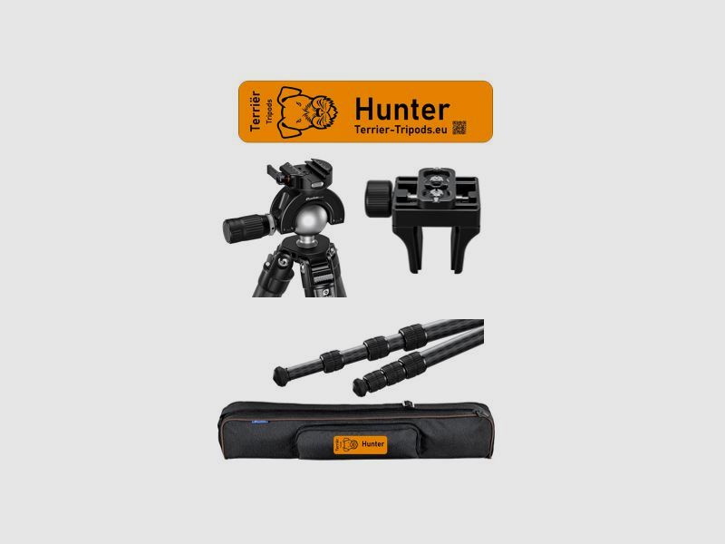 Terrier-Tripods Hunter trépied de tir ultraléger en carbone avec pince pour carabine, image 3 sur 8