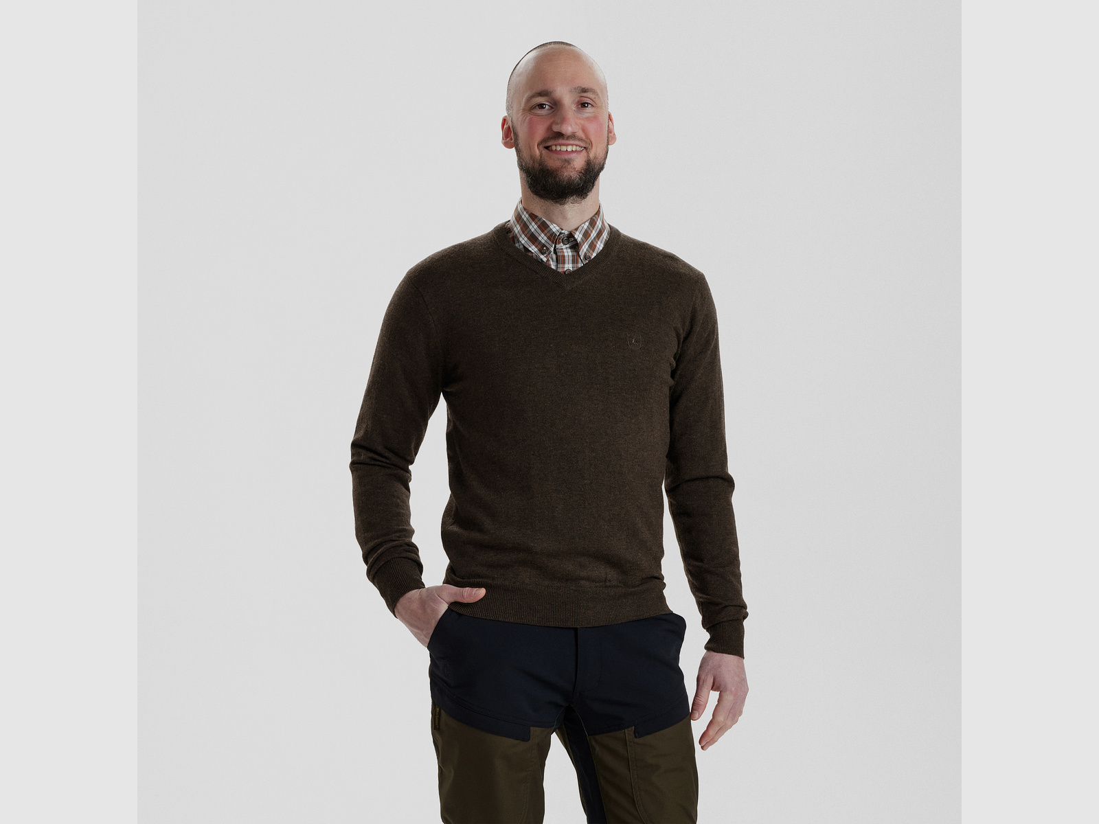 Kingston pullover with V-neck - Dark Elm - Size: S