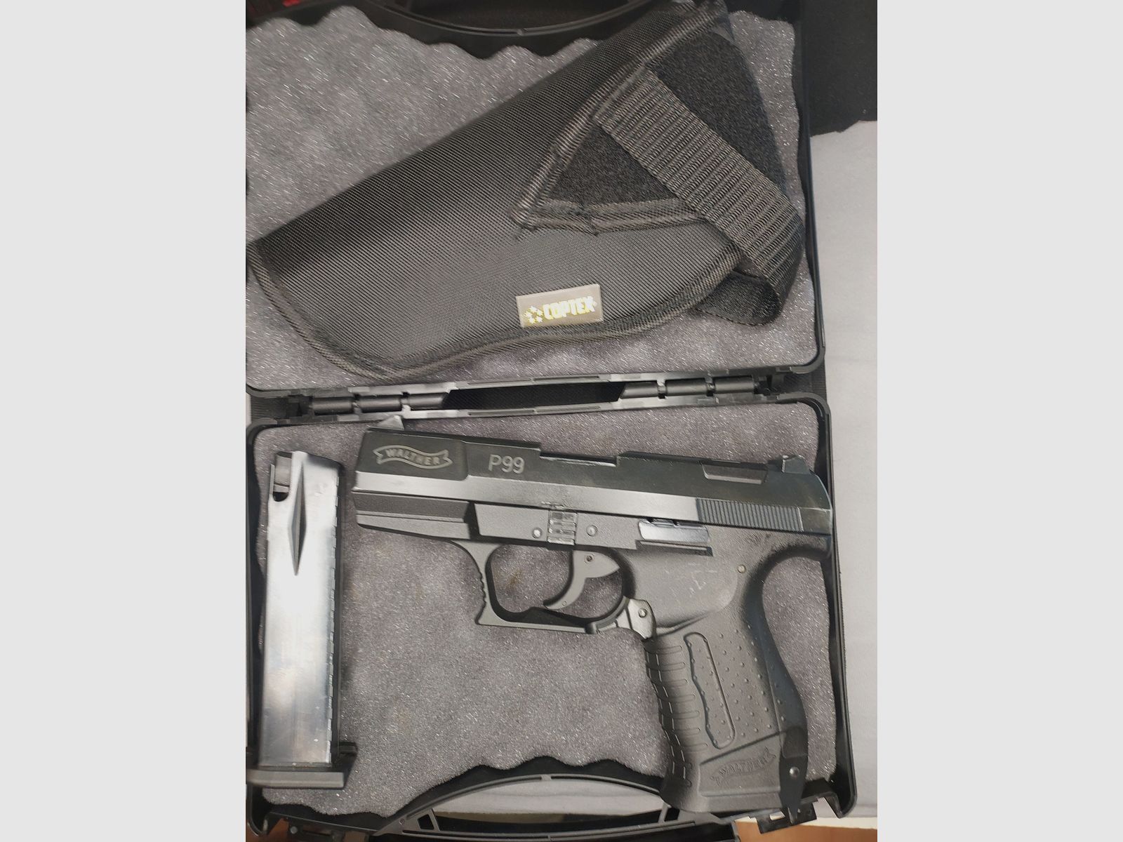 Walther P99 Schreckschuss Pistool 9mm P.A.K. (PTB 762) P 99 met Coptex Holster