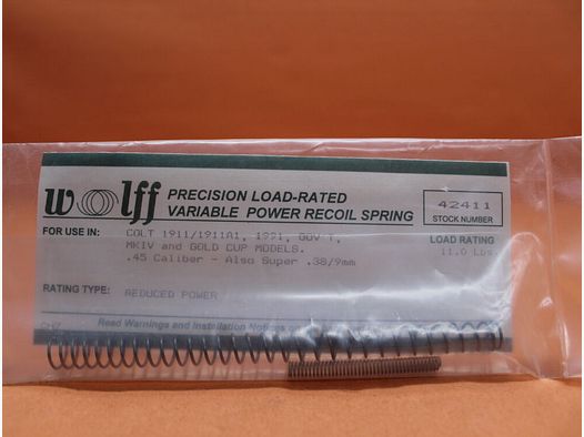 Wolff Colt 1911: Wolff 11 lbs. variable power recoil spring, including firing pin spring