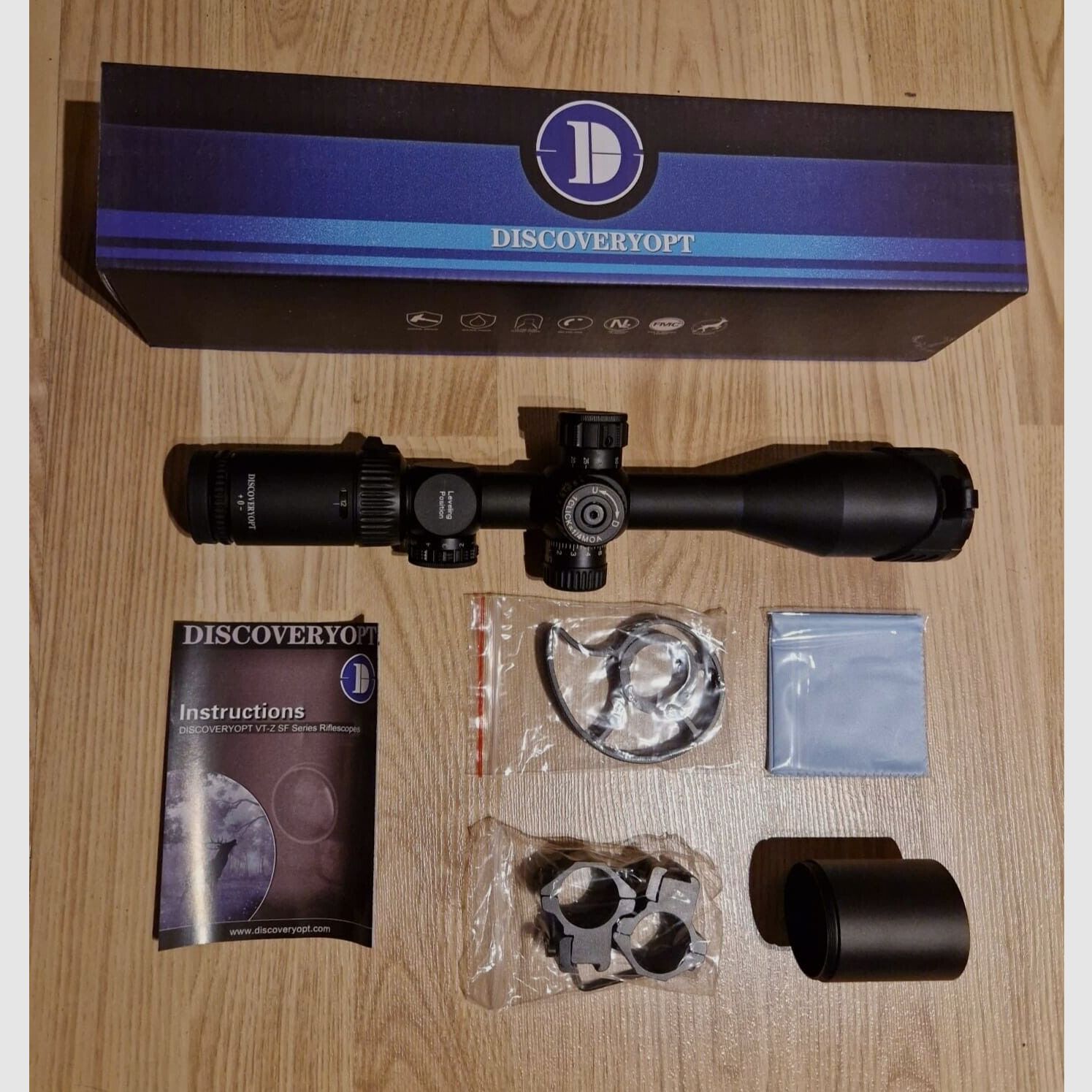 3-12x42 luneta celownicza, średnica rurki 25,4 mm z pokrętłem bocznym i uchwytem pierścieniowym