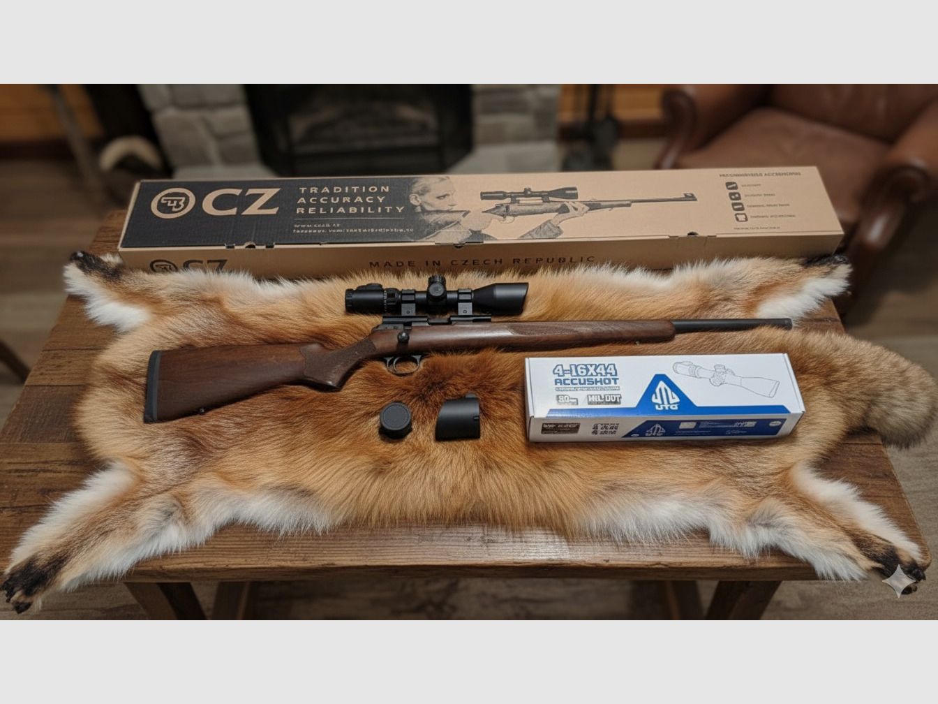 CZ 457 Varmint in .22 WMR, mit UTC 4-16x44 Accushot, CZ Picatinnyschiene