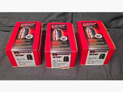 380 pièces de projectiles .45 ACP Hornady XTP + H&N Sport détaillant & Natermann