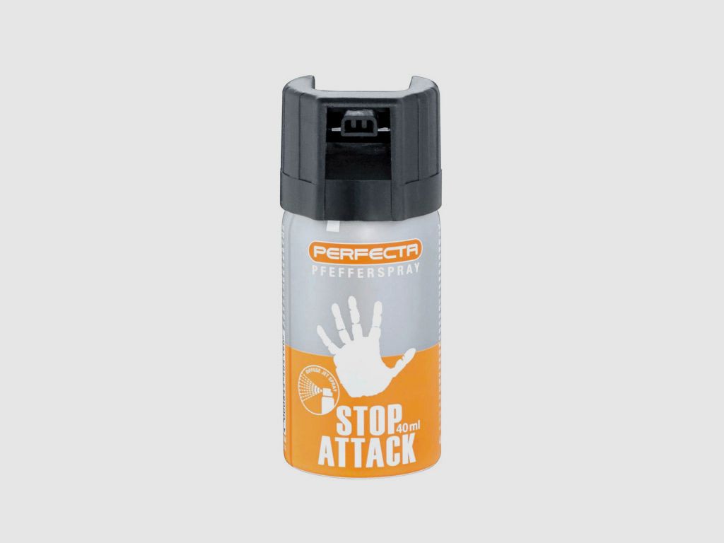 Pfefferspray Perfecta Stop Attack, Wirkstoff 10% OC, konischer Nebelstrahl, Inhalt 40 ml