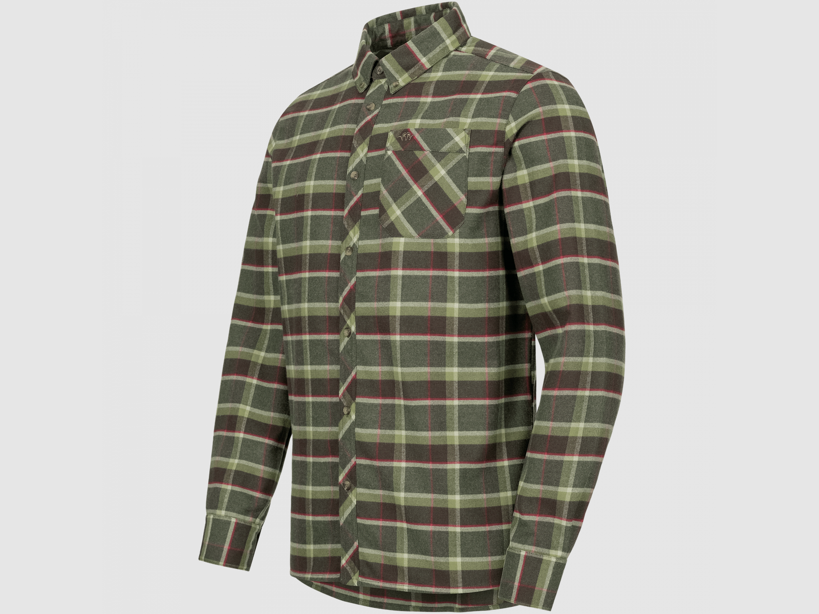 Blaser Camicia di flanella Charles a quadri verde oliva/rossa, immagine 4 di 4