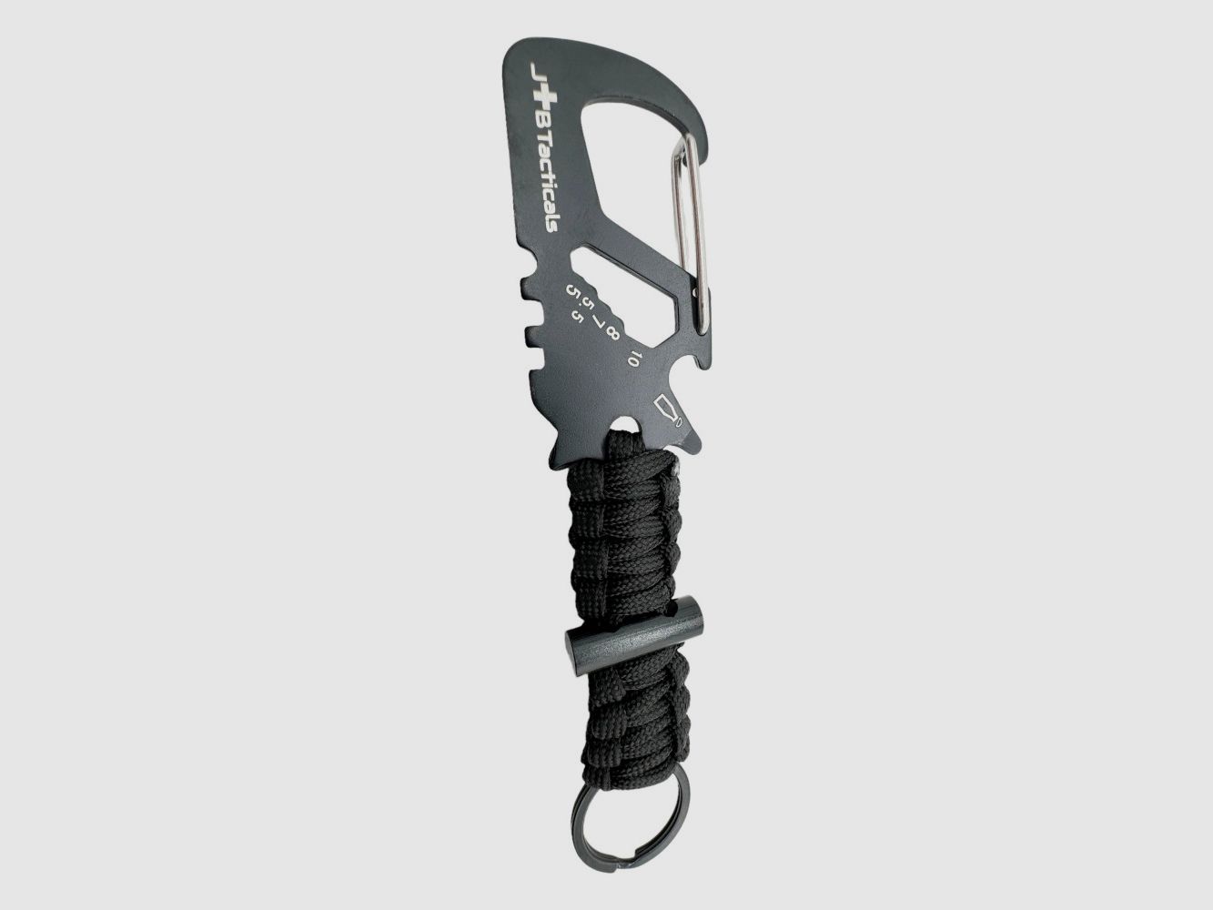 Portachiavi in paracord 8-in-1 con acciarino, nero, immagine 1 di 2