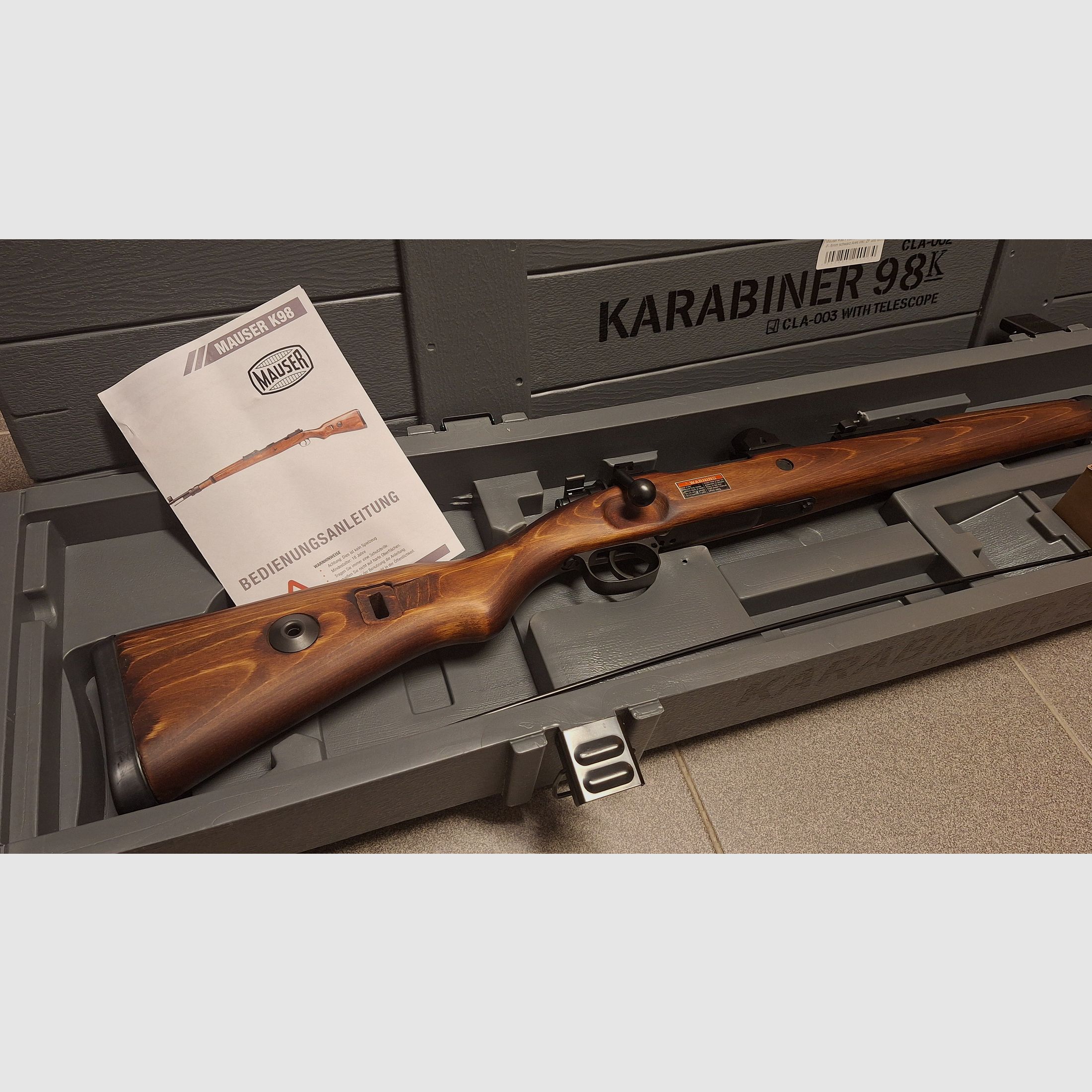 Ares Mauser Karabiner 98K acero rifle de cerrojo con ZF39 6mm BB madera real + caja de armas - ¡NUEVO!