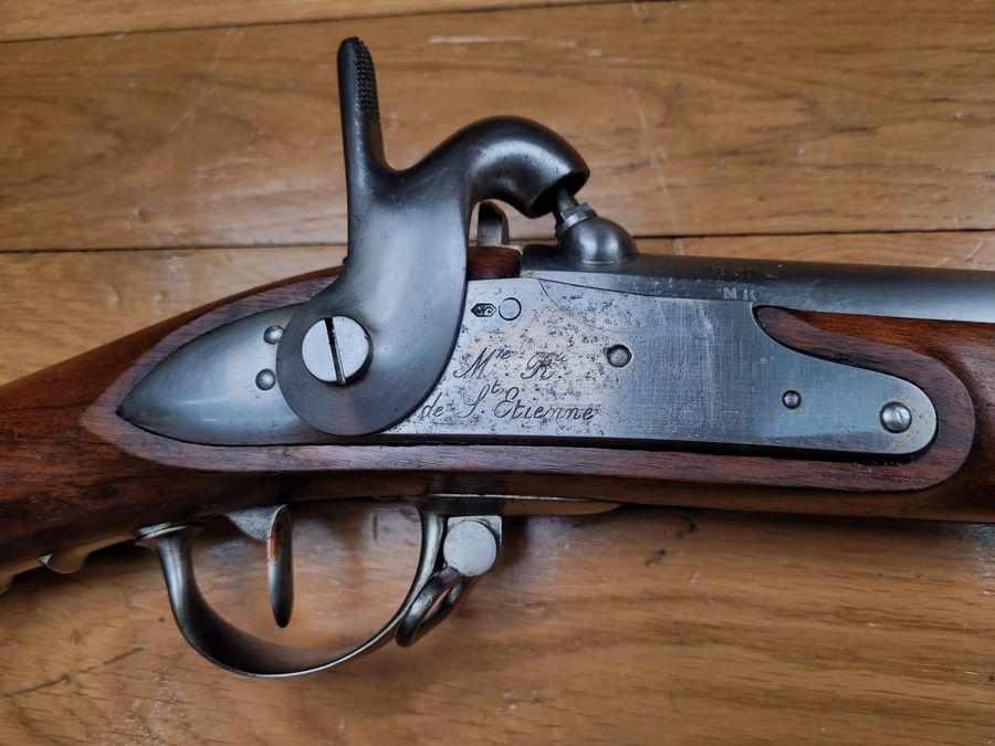 Schöner Voltigeur-Gewehr 1822 Tbis – Königliche Manufaktur Saint-Etienne 1830 – Umgebaut T in Tulle dann Bis in Tulle ebenfalls – Perfekt homogen – Bajonett – Hervorragender Zustand!, Bild 4 von 32