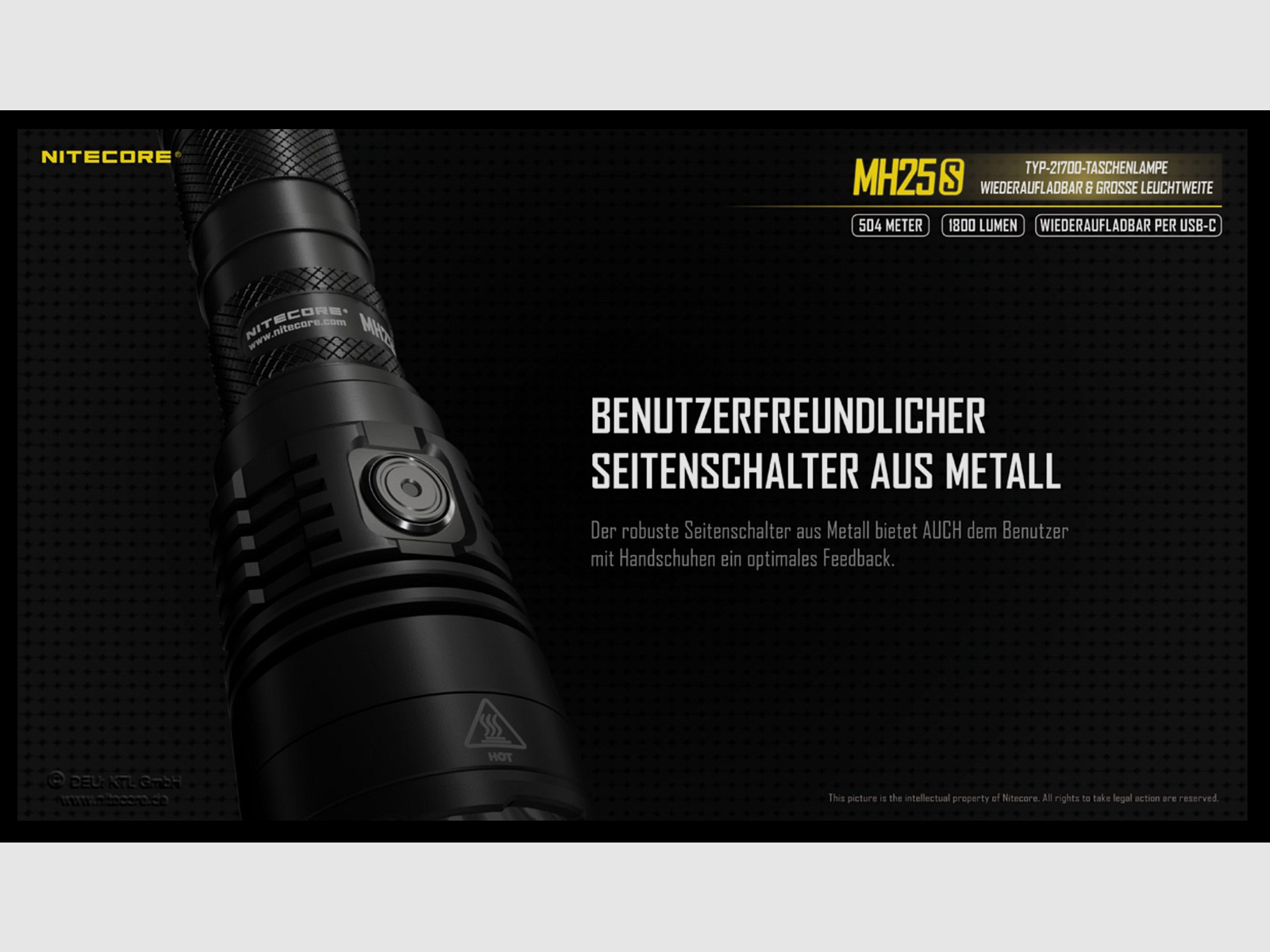 Nitecore MH25S LED Taschenlampe 1800 Lumen