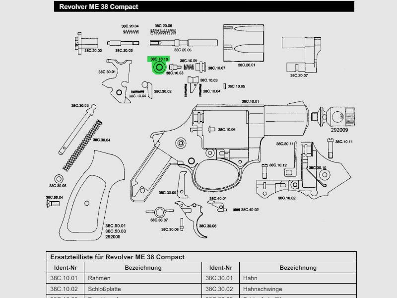 Schlagbolzenscheibe fĂĽr Schreckschuss-, Gas-, Signalrevolver Melcher ME 38 Compact, Ersatzteil