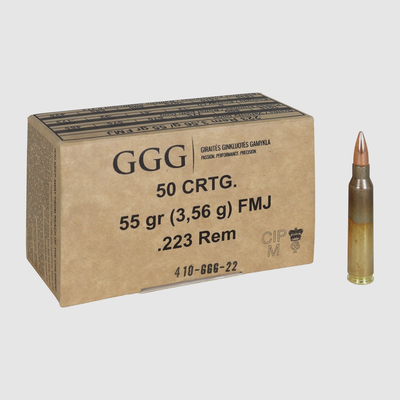 GGG .223 Rem. 55GR FMJ 50 Patronen