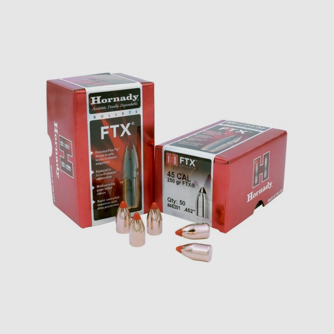PROIETTILE HORNADY 45 CAL .452 250 GR FTX (450 BUSHMASTER) (50)
