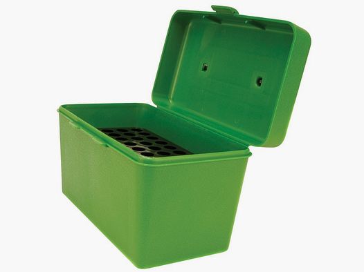MTM Deluxe pudełko na naboje H50-RL-10 zielone z klapką i uchwytem na 50 nabojów .30-06 i inne.