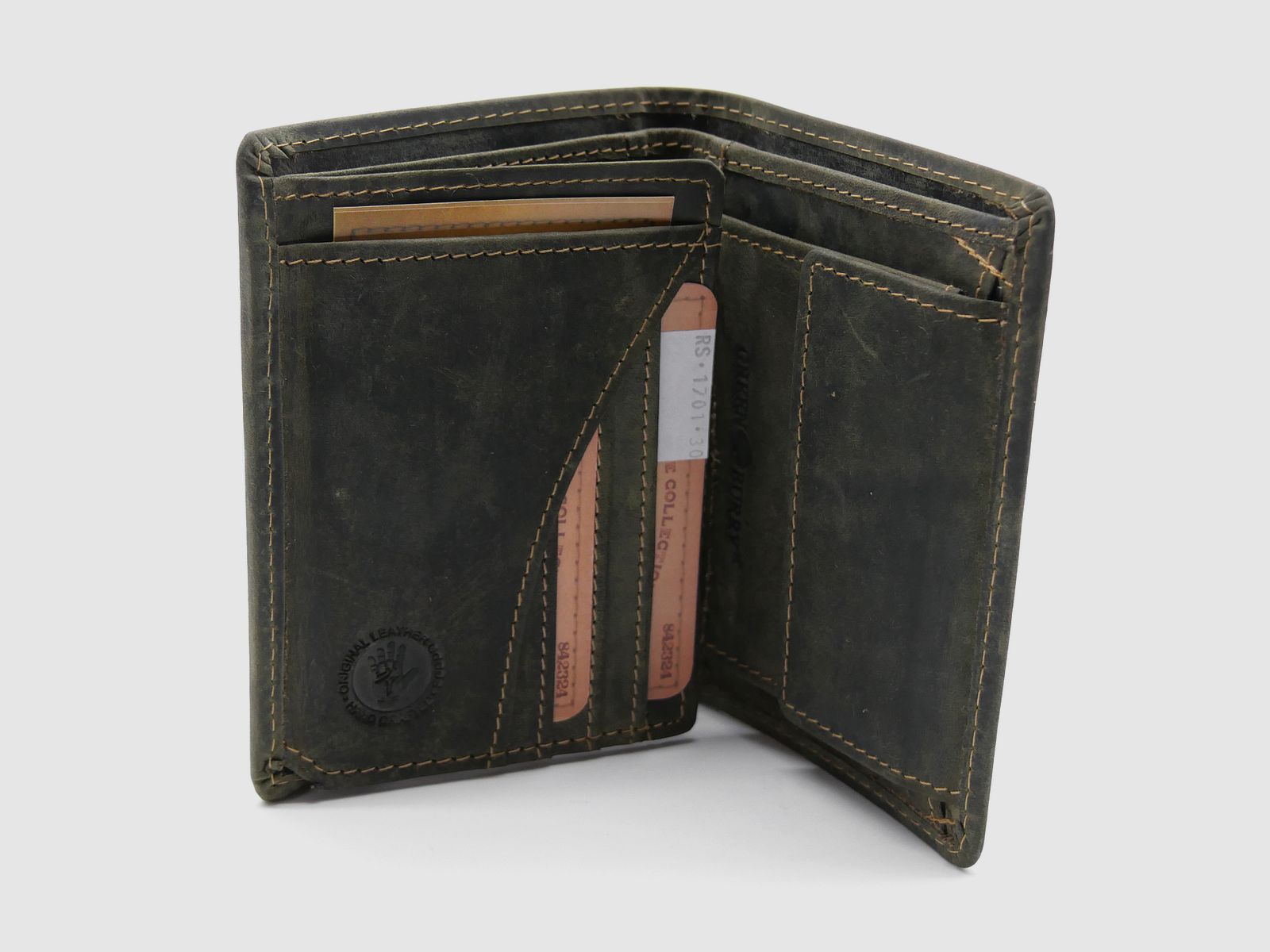 Greenburry Leder Geldbörse oliv Vintage Animal Collection Royal Stag Hirsch 1701-RS-30