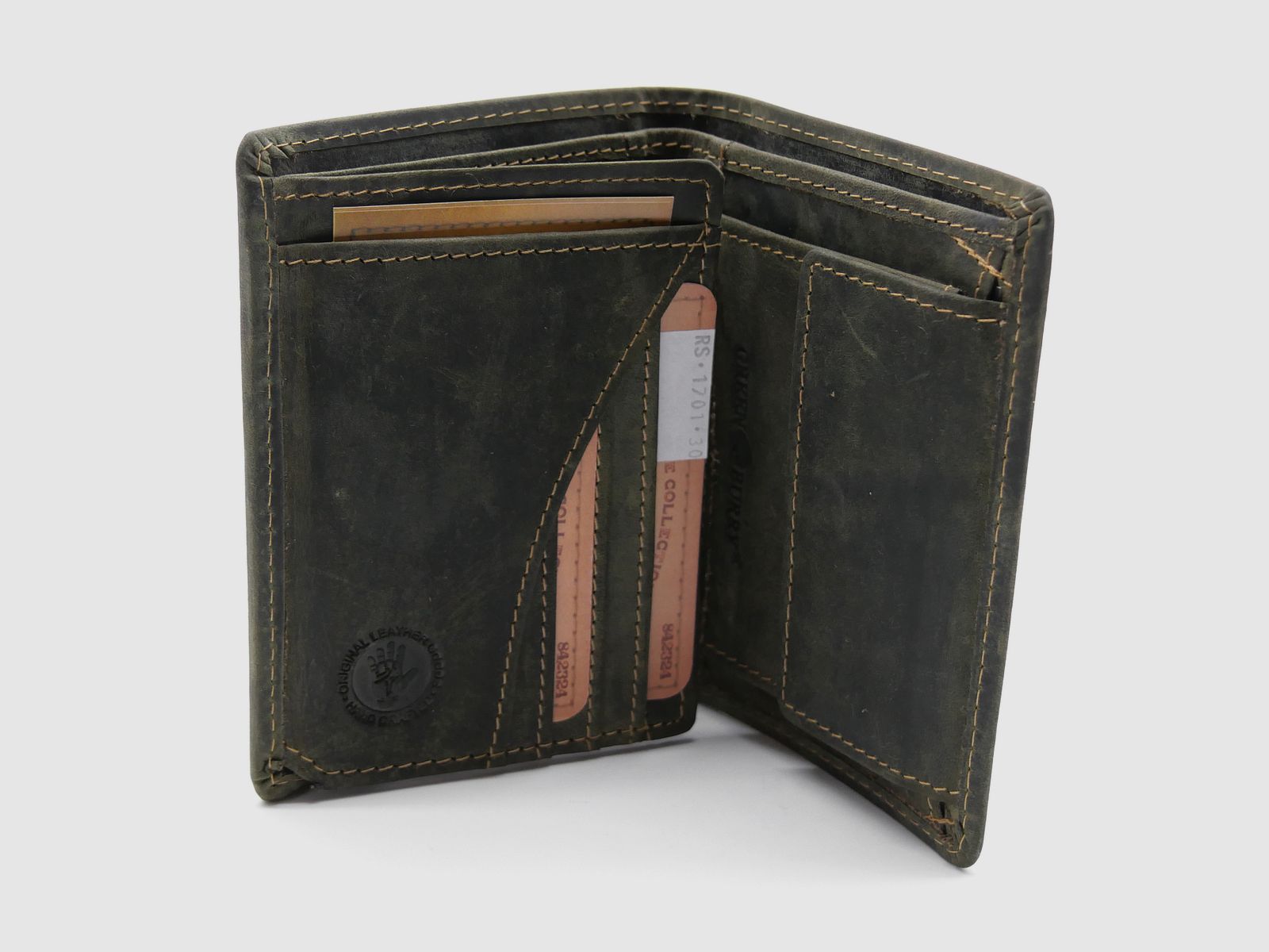 Greenburry Leder Geldbörse oliv Vintage Animal Collection Royal Stag Hirsch 1701-RS-30