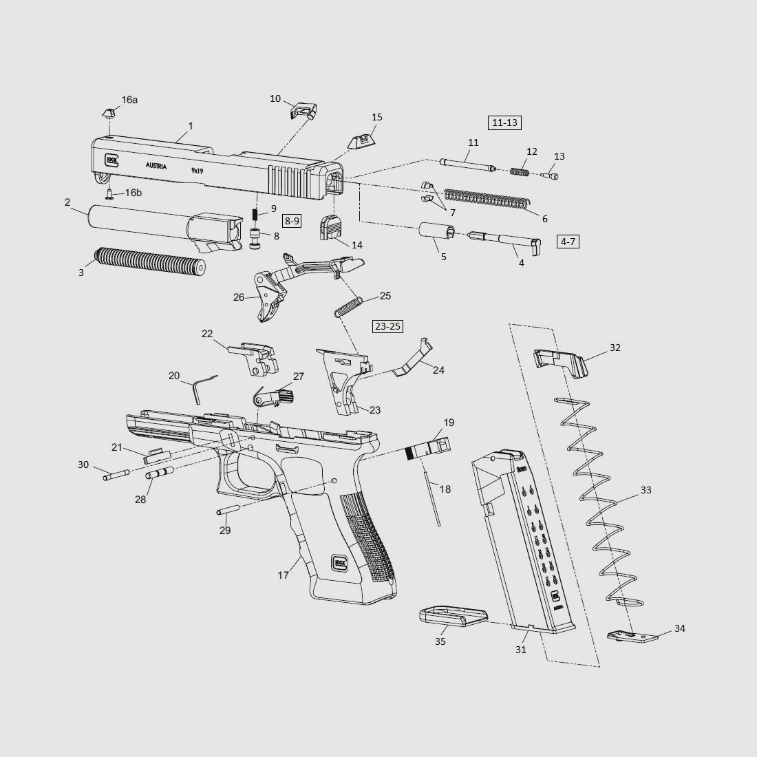 MOLLA GLOCK 33237 EXTR DEPRESS PLUNGER SPRING SLIM