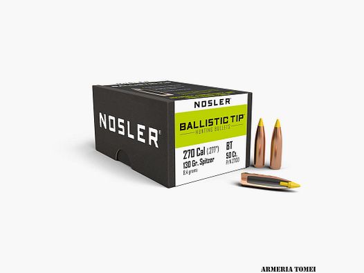 GESCHOSSE – NOSLER – 270 Kal. (.277″) Ballistic Tip 130gr. Spitzer 8,4 Gramm (50 Stk.)
