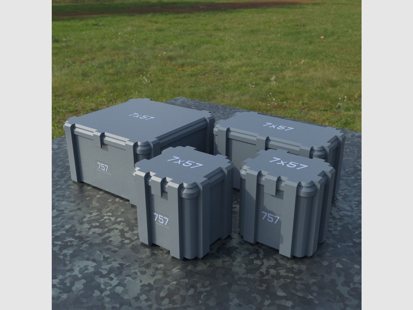 Filamelt ammunition box / 7x57 / 'flip lid' / cartridge box, ammo box