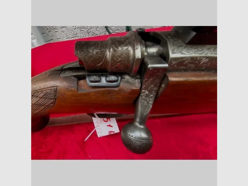Mauser Model 98 Cal. 300 WinMag with very beautiful silver inlays and deep engravings
