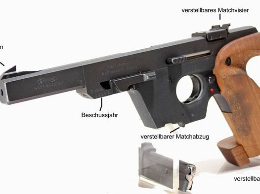 Walther Sport- und Behördenwaffen	 Walther GSP Sportpistole Kal 22 L.R.gebraucht (BJ.73)